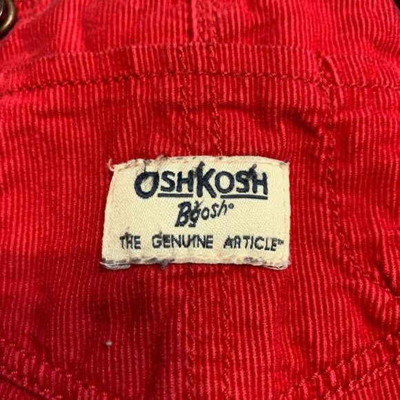 Vintage OshKosh B’Gosh Kids Lined Corduroy Overalls Red 12 Months Vestback - Picture 8 of 8